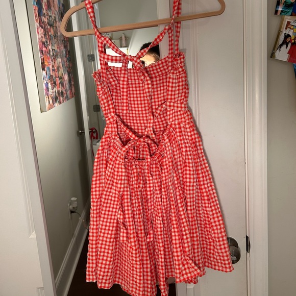 ASOS DESIGN strappy mini skater sundress in red textured gingham - Picture 4 of 4